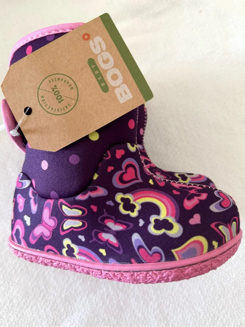 BOGS Baby Rain Boots Velcro Toddler Size 6 Butterfly Rainbow NEW